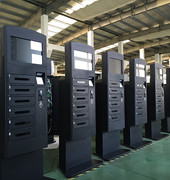 Public Mobile Cell Phone Charging Station Kiosk Banknote Operated With LED Light Inside Lockers