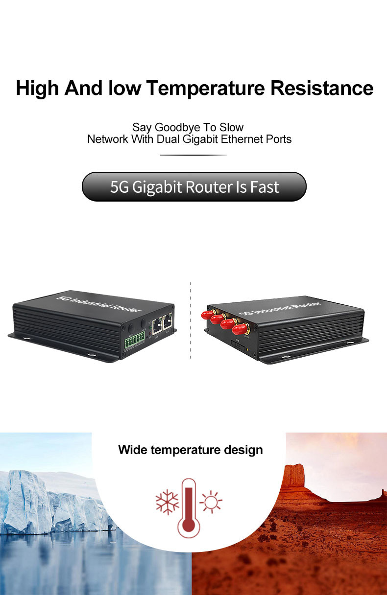 Practical Black Industrial Modem Router 1000Mbps 2 Gigabit Ports