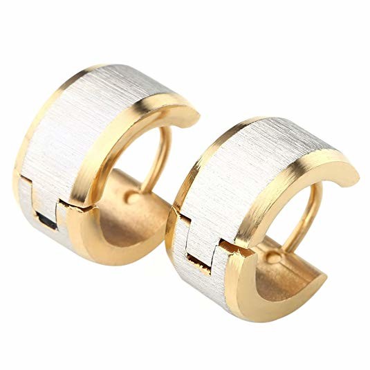 18G Stainless Steel Small Hoop Huggie Hinge Stud Earrings Silver Black Blue Gold