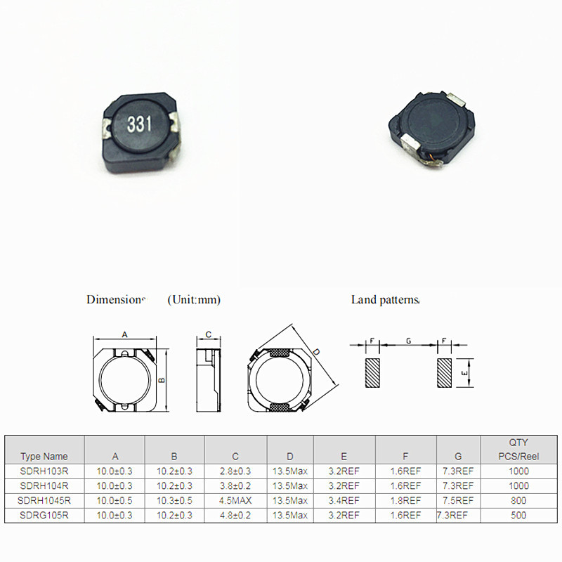 TG-S10 Shielded SMD Power Inductors Black Color For Computer OEM Accepted