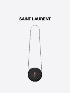 Buy cheap Grained Embossed Leather Branded Messenger Bag YSL Vinyle Round Camera Bag V Quilted product