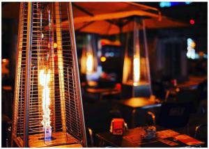 Buy cheap 2270mmH silver gas fire pyramid stainless steel infrared patio heater lamps product