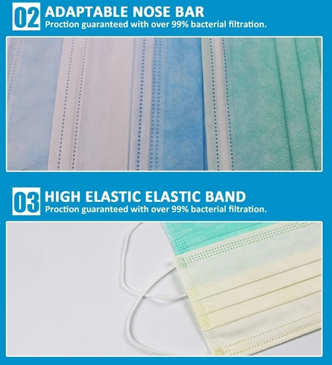 Surgical Medical 510k 3ply Nonwoven Disposable Hospital Dental Doctor Adult Food Face Mask With Earloop2