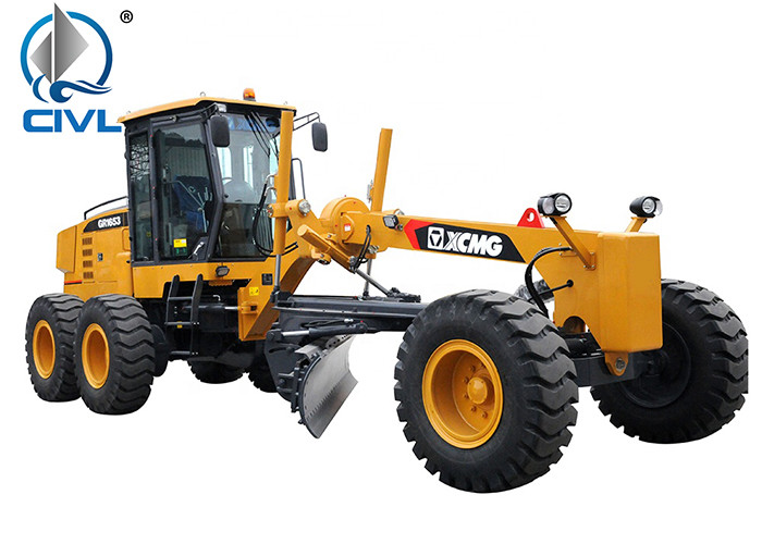 Yellow CIVL Construction Motor Graders GR165 with D6114 Engine , 15000kg Payload