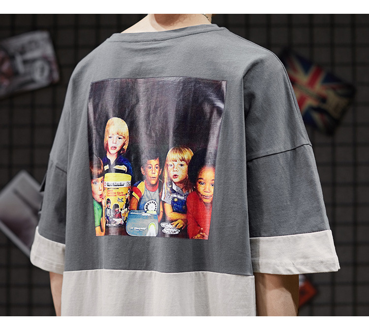 Color Matching Round Neck Men Streetwear T Shirts Sublimation Logo