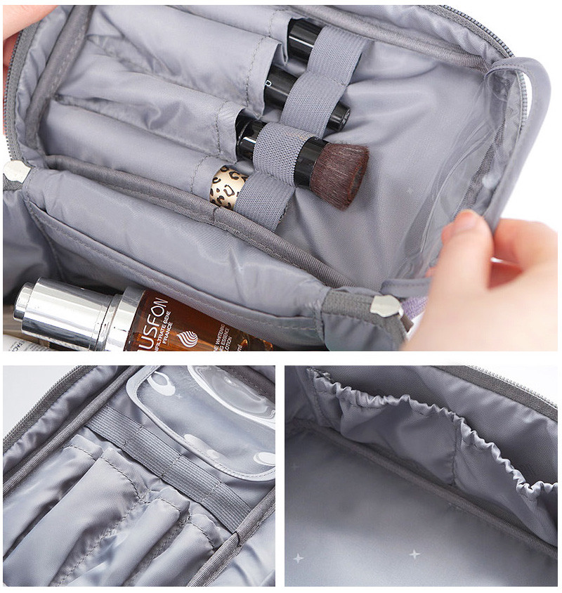 Zipper Travel Cylinder Bucket Polyester Cosmetic Bag