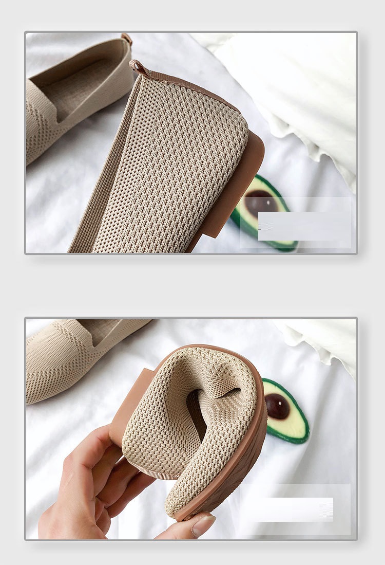Wholesale Solid Color Thin Section Breathable Flat Shoes Women's New Soft Sole Woven Shoes