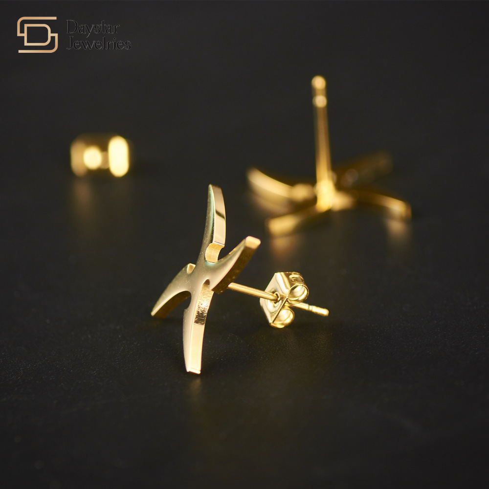 Anime Naruto Titanium Steel Jewelry Shuriken Kunai Symbol Stud Earrings For Teens