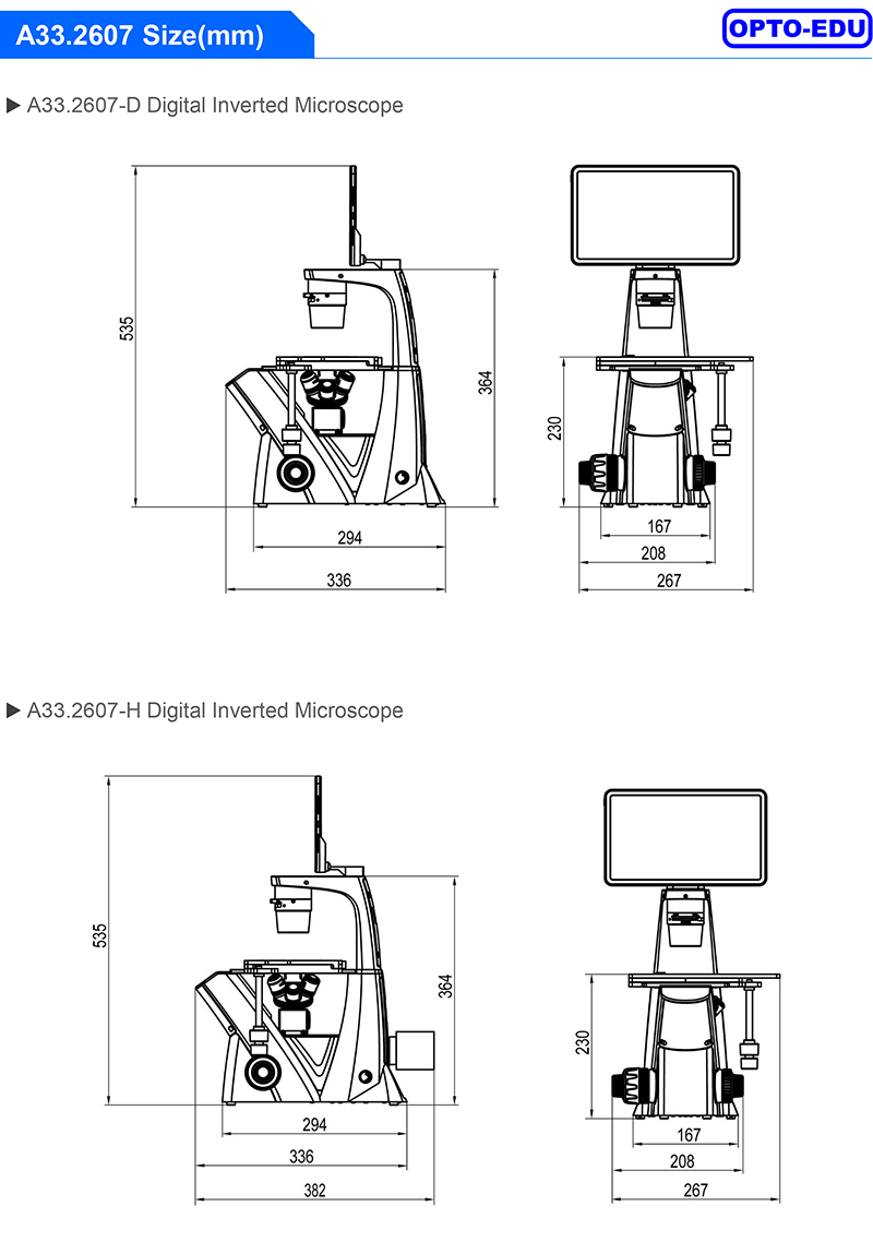 OPTO EDU A33.2607 LCD Cell Image Inverted Microscope Semi APO BF+PH