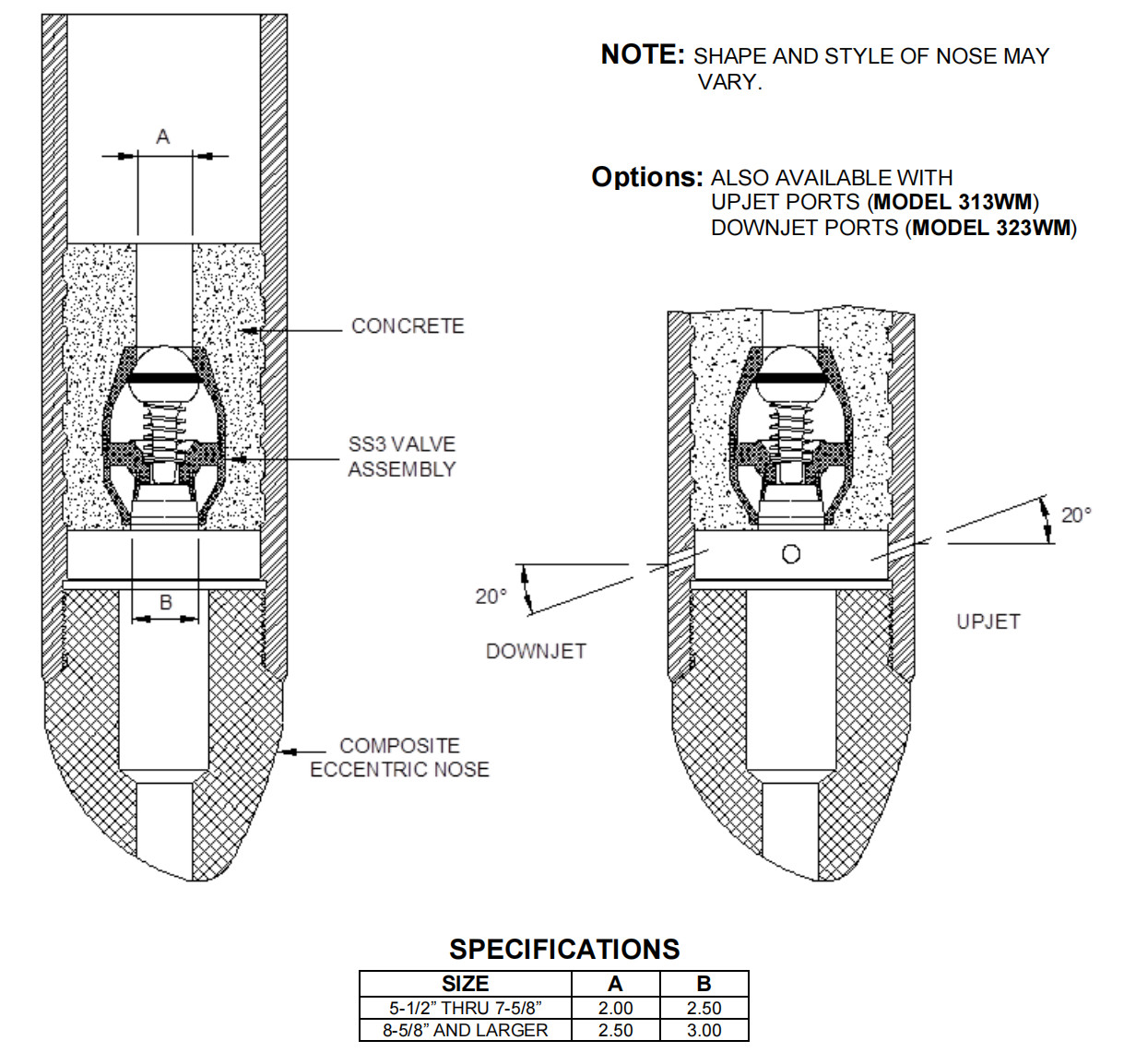 303 Series 2 Valve Wellbore Float Collar Down Jets Float Shoe Drilling