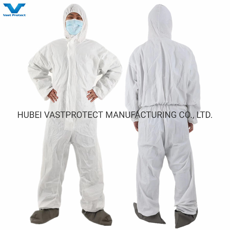 Industrial Safety PPE Protective Clothing Disposable Nonwoven Coveralls with Bootscover