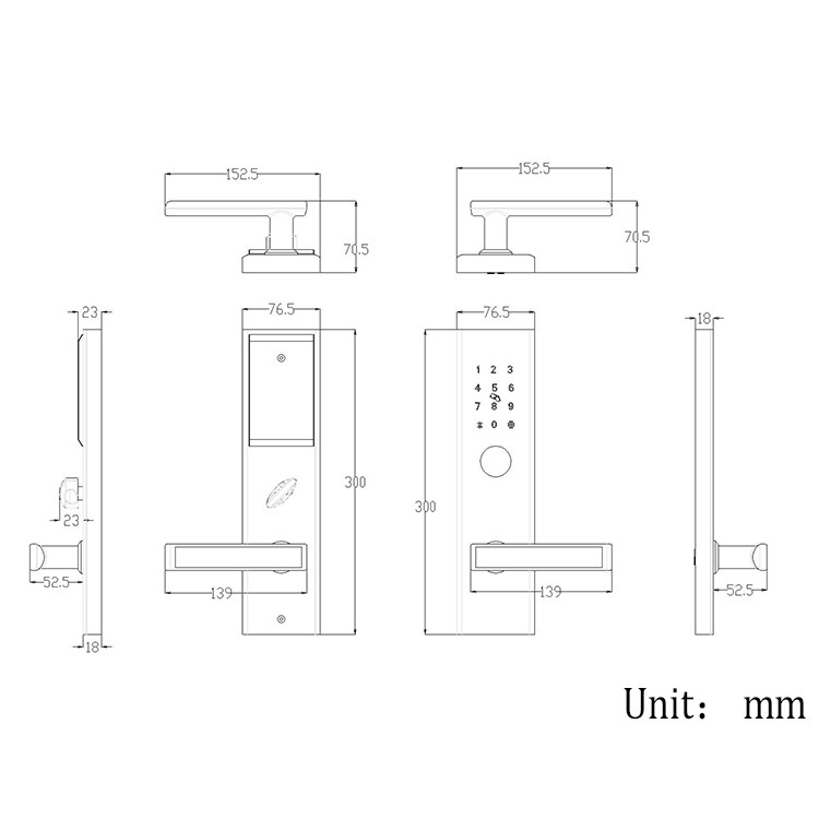 Tamper Alarm App Controlled Door Locks 300mm App Smart Lock