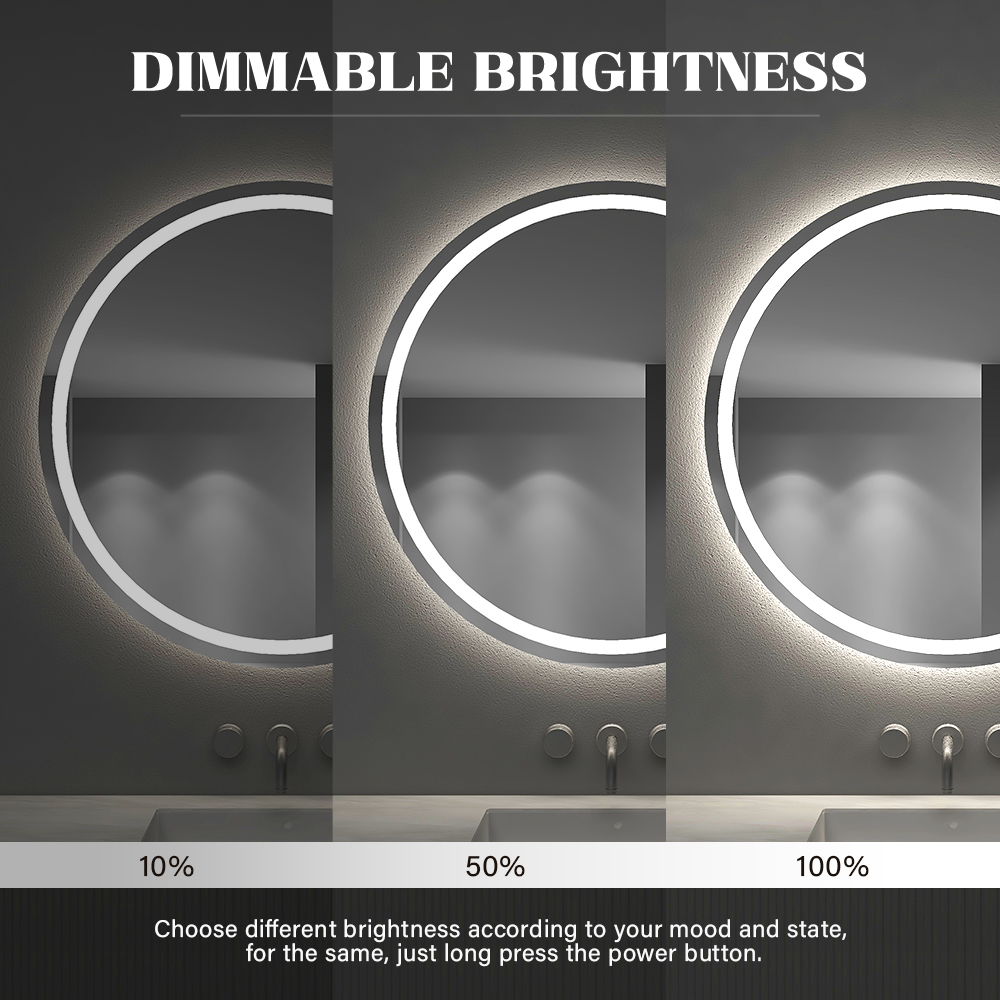 Magnifying LED Clock Display Mirror Light for Custom Design Finishing in Hotel Bathroom