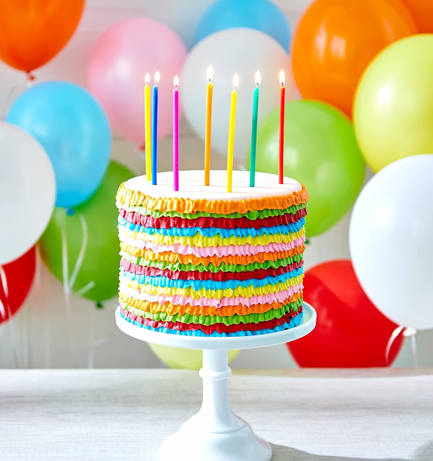 Greetings Birthday Candles, Multicolored Long Thin & Happy Birthday Text On Toothpicks (25-Count)