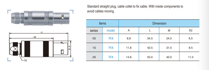 TFA 0S 4 Pin Miniature Circular Connector Coaxial Locking Half Moon Connector
