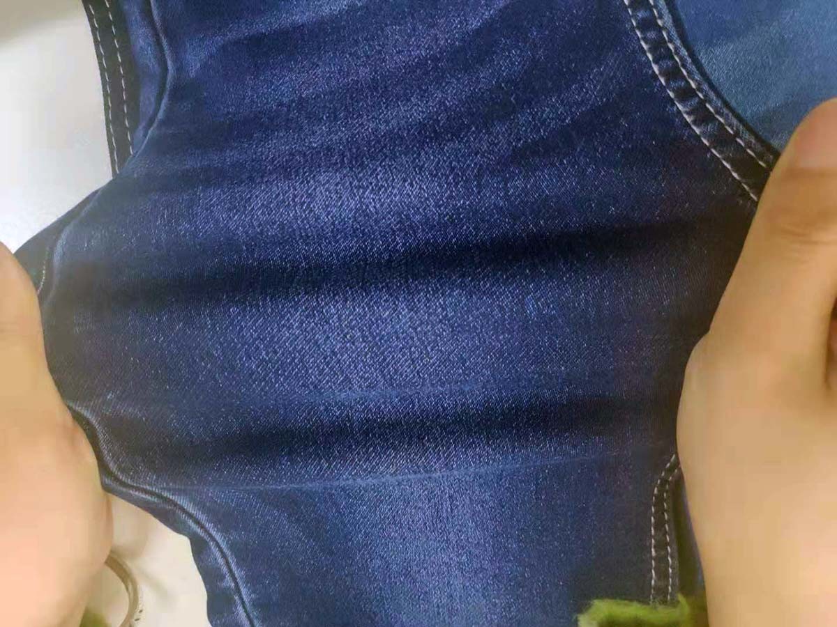 8.3 Oz 73 Cotton 26 Polyester Fake Knitted Denim Raw Material Fabric