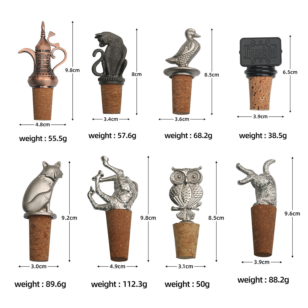 Custom Animal Metal Wine Stopper Zinc Alloy Vacuum Wine Cork Stopper