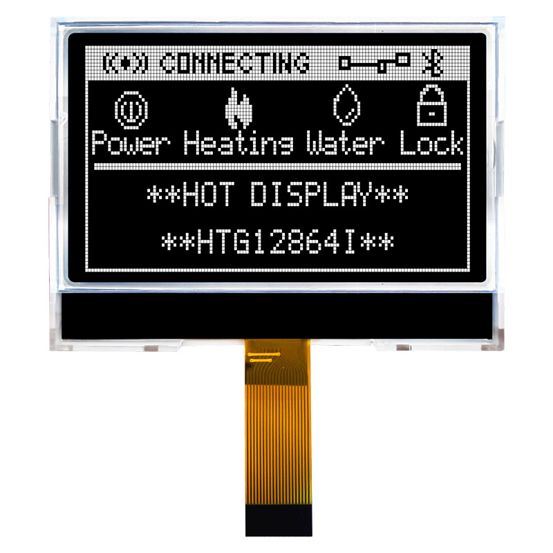128X64 SPI Chip On Glass LCD Display With White Side Backlight HTG12864I