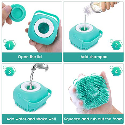 Multicolor Soft Silicone Brush Shampoo Dispenser For Cat Dog Pets