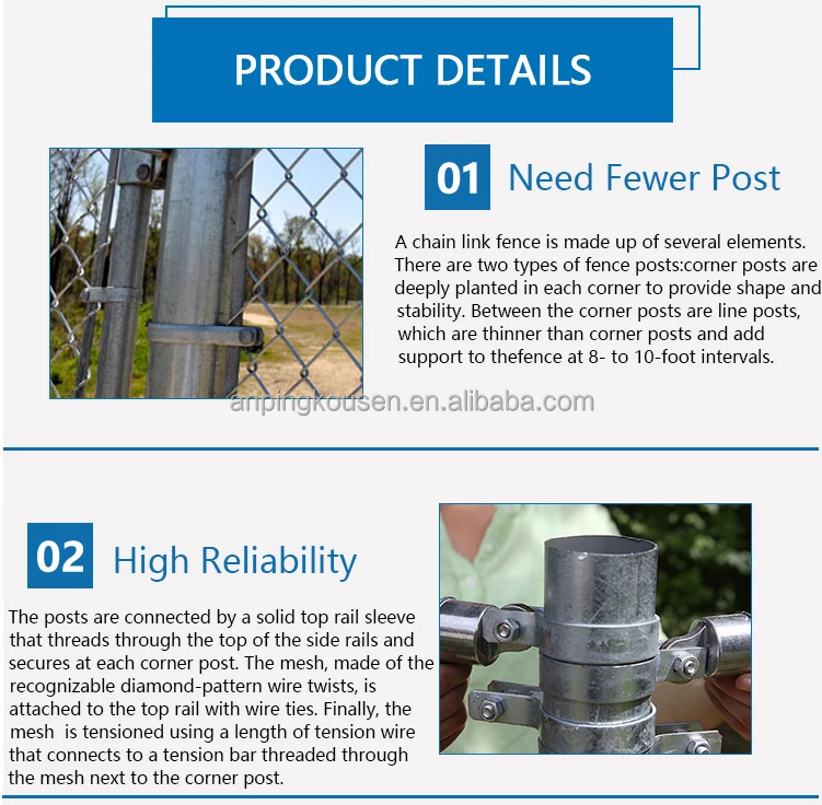 Galvanized Chain Link Fence for Outside Garden Sports Ground in Hot Dip Galvanization