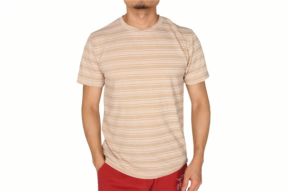 Stockpapa Pink Khaki Mens Striped Tee S M L XL
