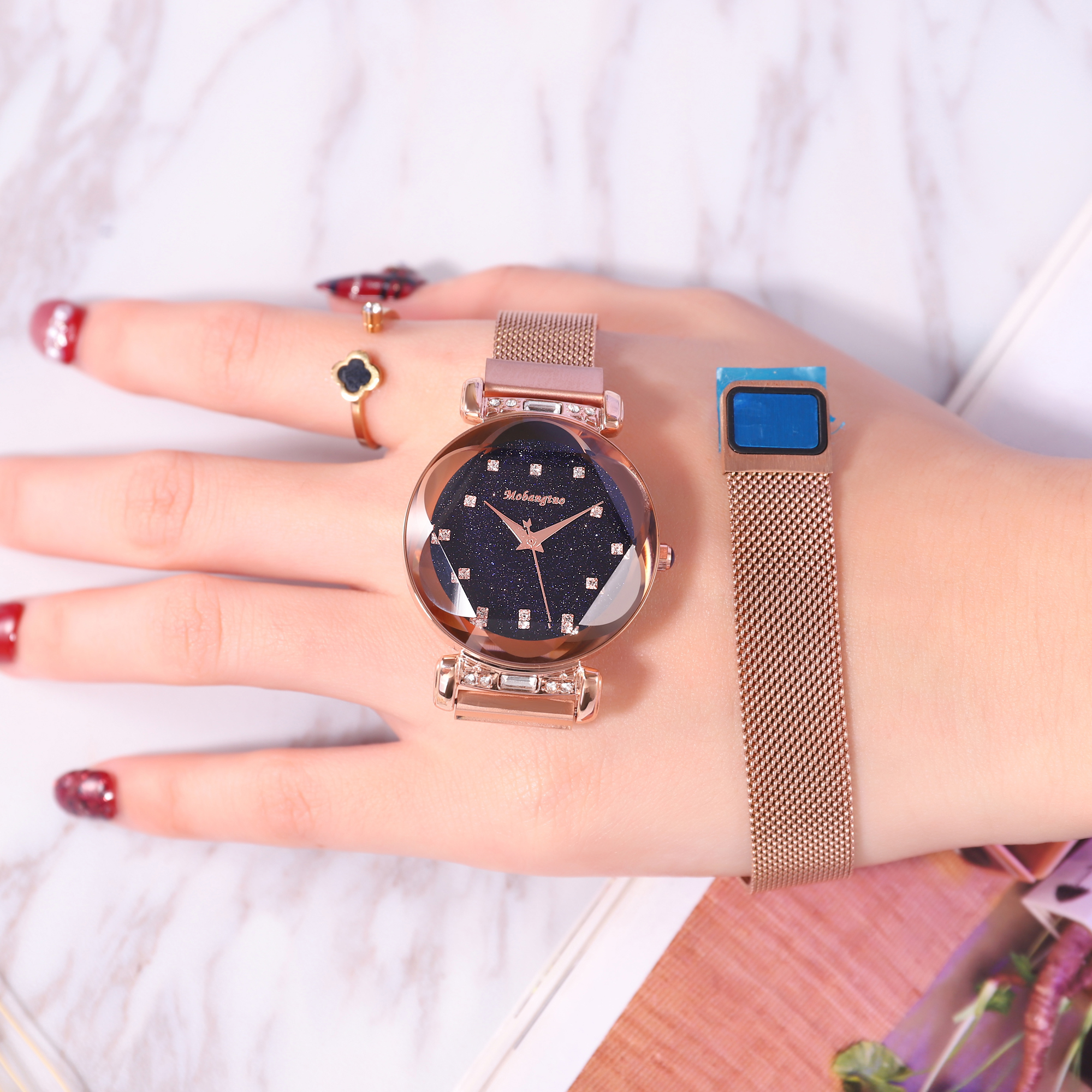 High Bright Women Starry Sky Waterproof Watch With Thickening And Hard Acrylic Glass