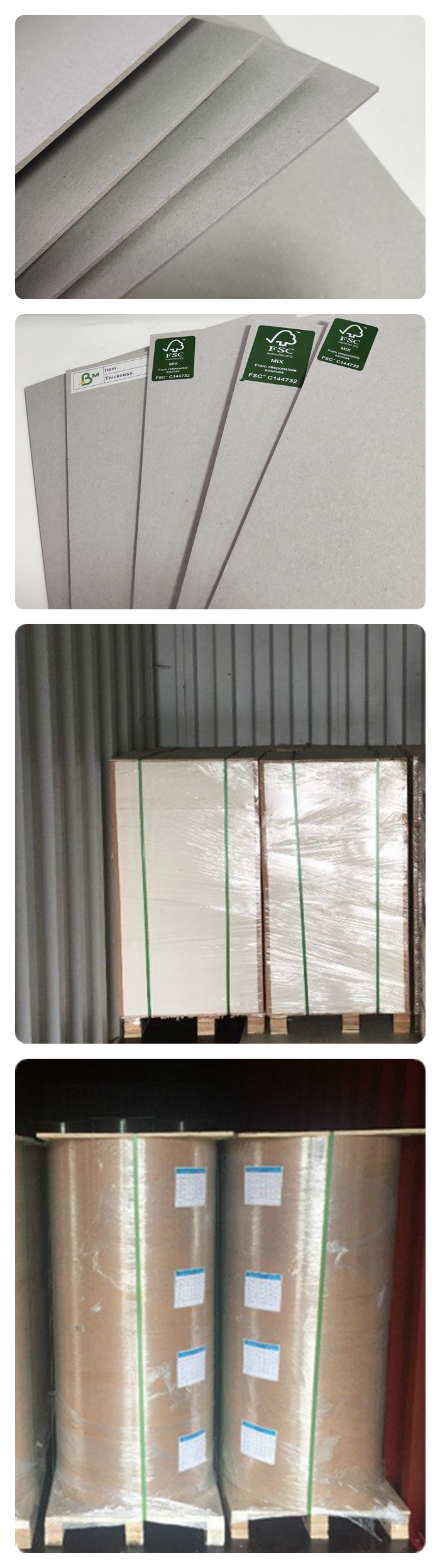 0.45mm - 4mm Eco - Friendly Grey Chipboard For Gift Boxes FSC Certified