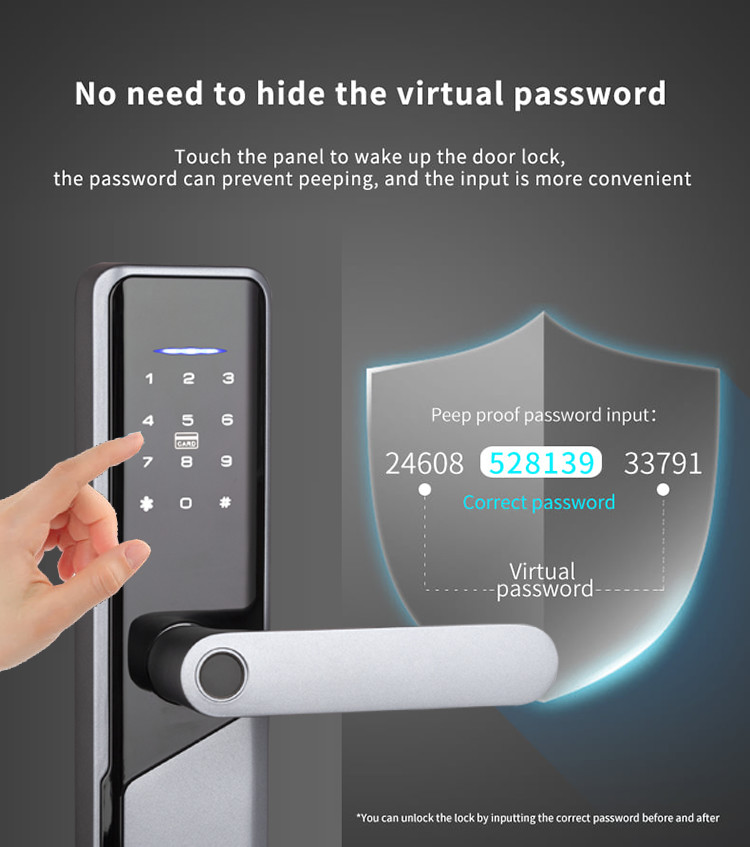 5 in 1 Digital Biometric Smart Door Lock With 4 Pcs AA Battery