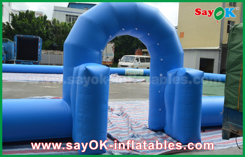 Inflatable Football Toss Game Blue Inflatable Football Field Areas Playground Commercial Grade With Print