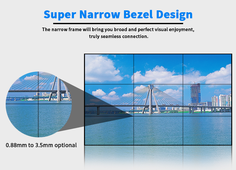 PLA NT8C Indoor Video Wall Display 3.5mm Bezel TFT LCD Panel