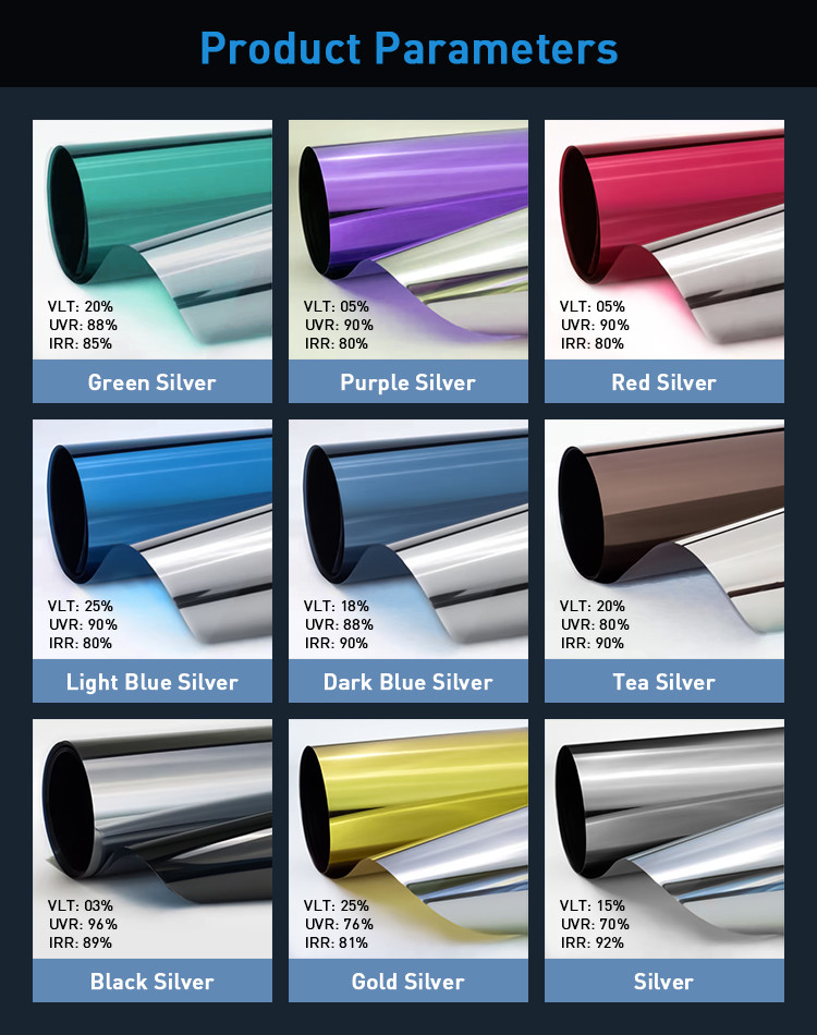 Residential Decoration Window Silver Blue Tint Privacy Glass Film