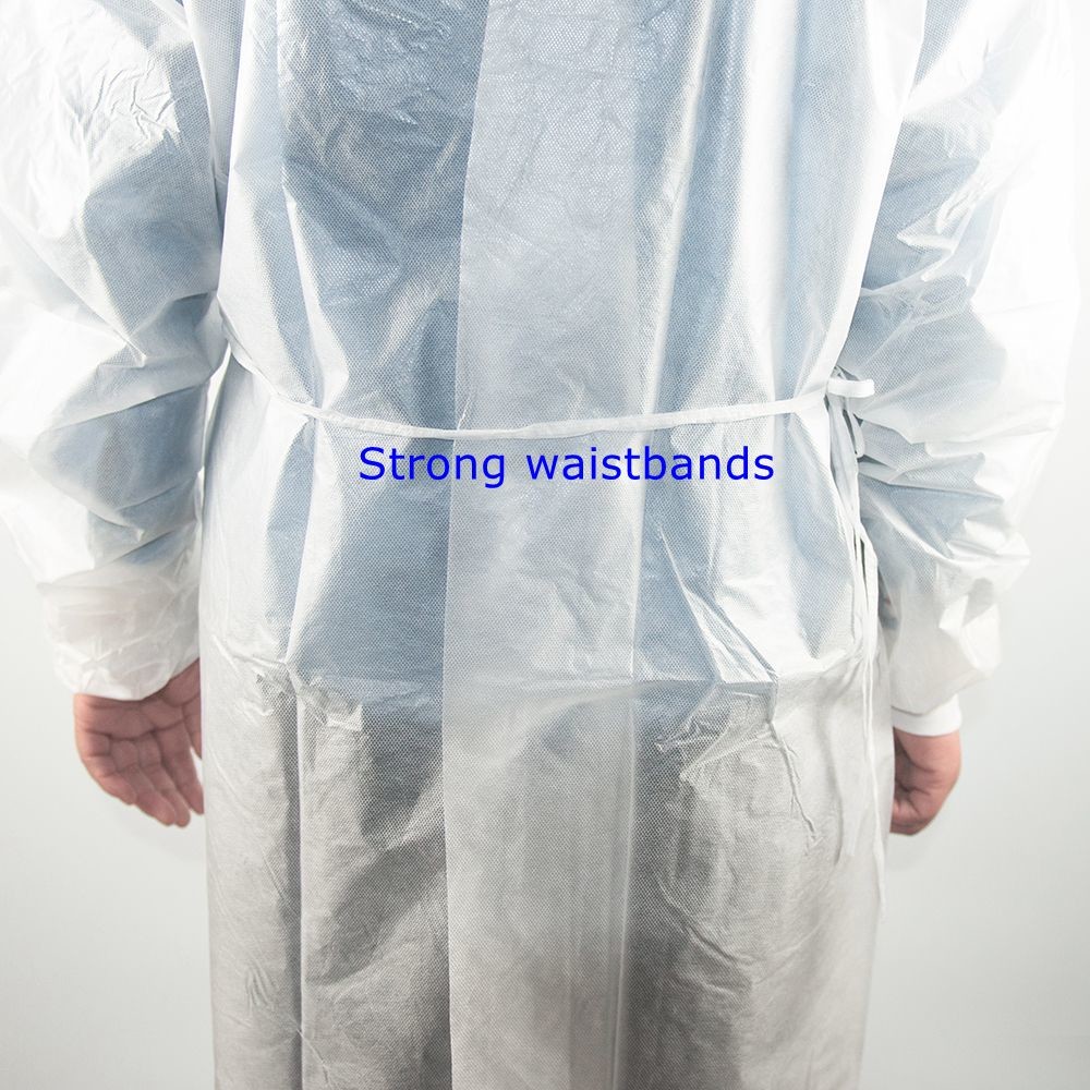 EN13795 Non Woven Disposable Gown Reliable Barriers Fluid Resistant