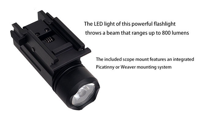 Outdoor Hunting LED Tactical Pistol Flashlight For 20mm Picatinny Or Weaver Mount