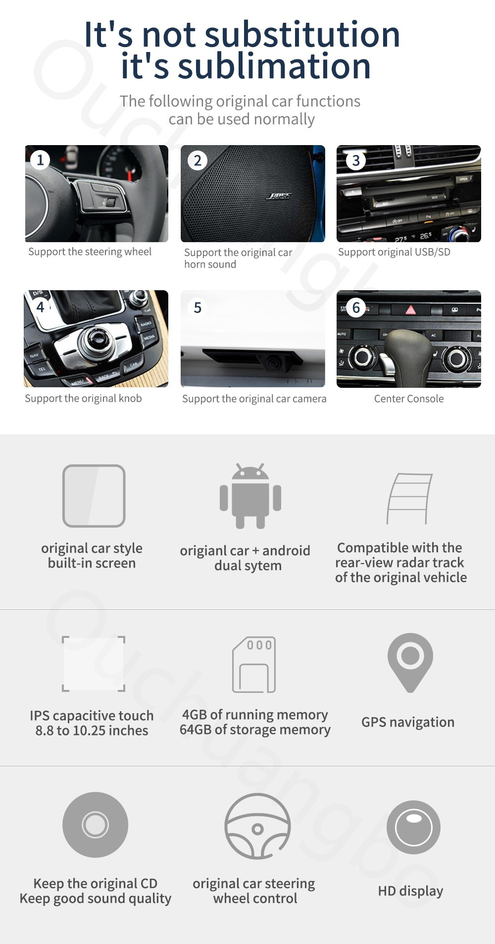 Ouchuangbo car radio bluetooth video for Alfa Romeo Spider (2006 onwards) With USB WIFI 64GB 8 Cores CPU 9.0 system
