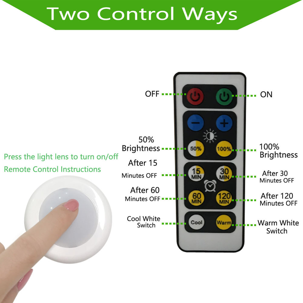 16 Colors 3 Modes 62MM RGB LED Puck Lights Wireless Under Counter Lighting With Remote