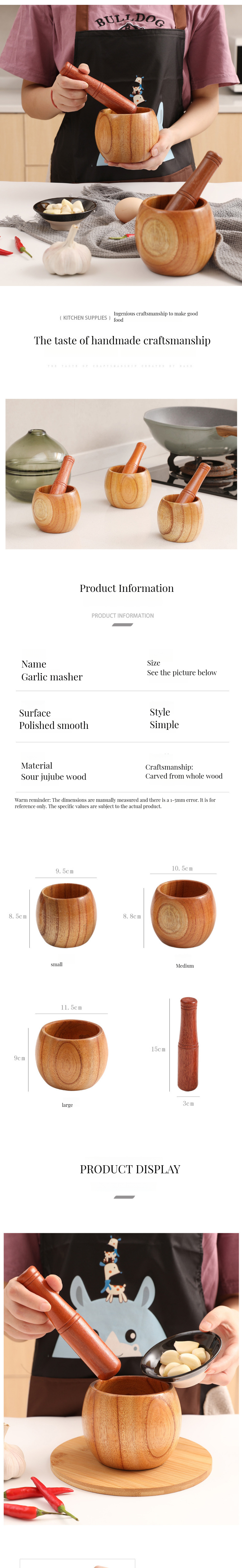 Custom Color Handmade Bamboo Mortar and Pestle for Grinding Herbs Garlic Walnuts