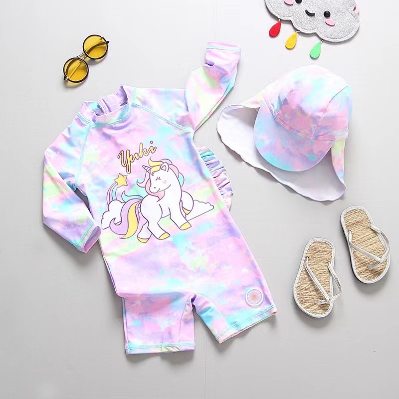 Summer Girls Swimming Suits Long Sleeve Children Swimming Suits For Kids Bikini