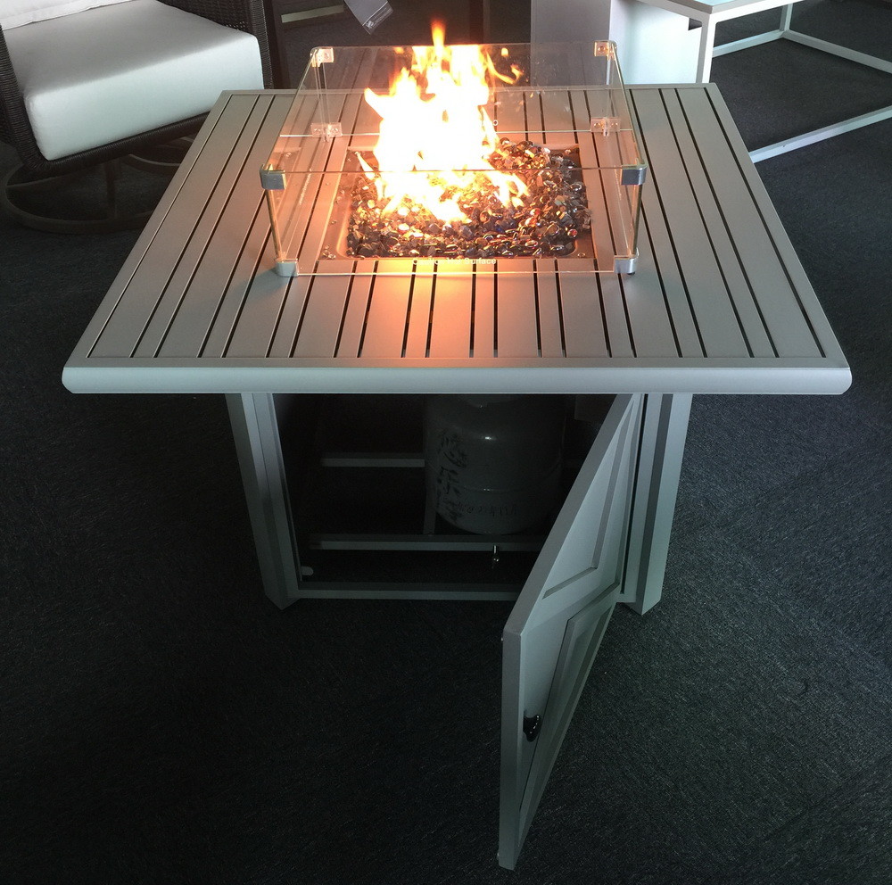 Outdoor 38 Inch Square Aluminum Natural gas Fire Pit Table 40000BTU
