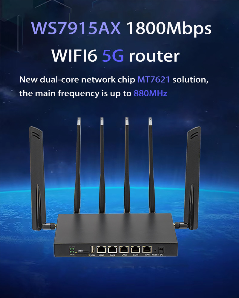 Openwrt System 5G Wifi 6 Router Dual Core Network Chip MT7621