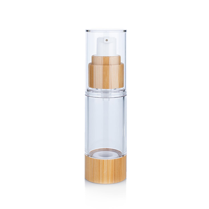 Plastic 30ml 100ml Lotion Airless Pump Bottles 30ml 50ml With Bamboo Decorations