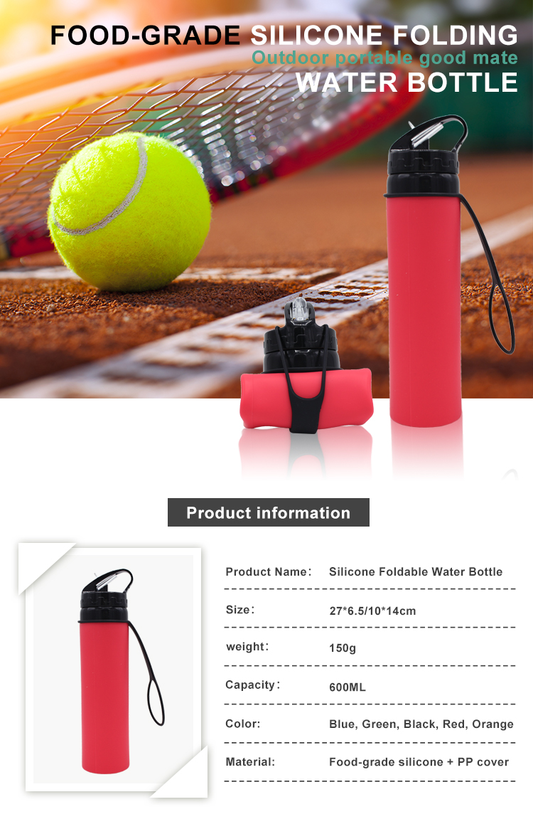 Portable Multifunction 600ml Collapsible Silicone Water Bottle