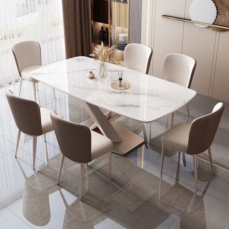 Customized Size 8 Seater Dining Table Set With Aluninum Table Base