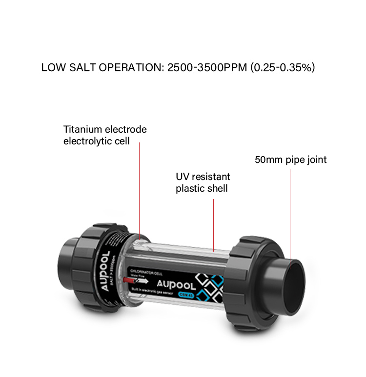 15-45g Chlorine Output Salt Chlorine Generator AUPOOL 2 In 1 For Public Swimming Pool