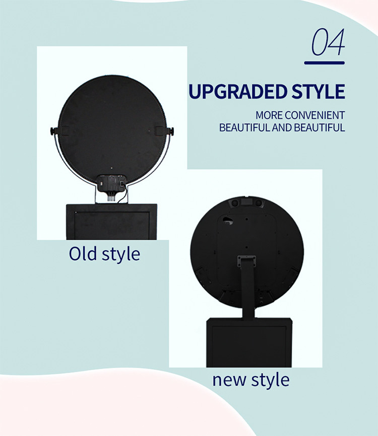 Portable Photo Booth Shell Stand For Ipad 12.9'' Rgb With Ring Light Music Sync Box Metal Selfie Detachable