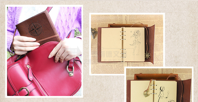 Imitation Leather Cover A5 A6 Brown Kraft Notebook With Daily Weekly Monthly Planner