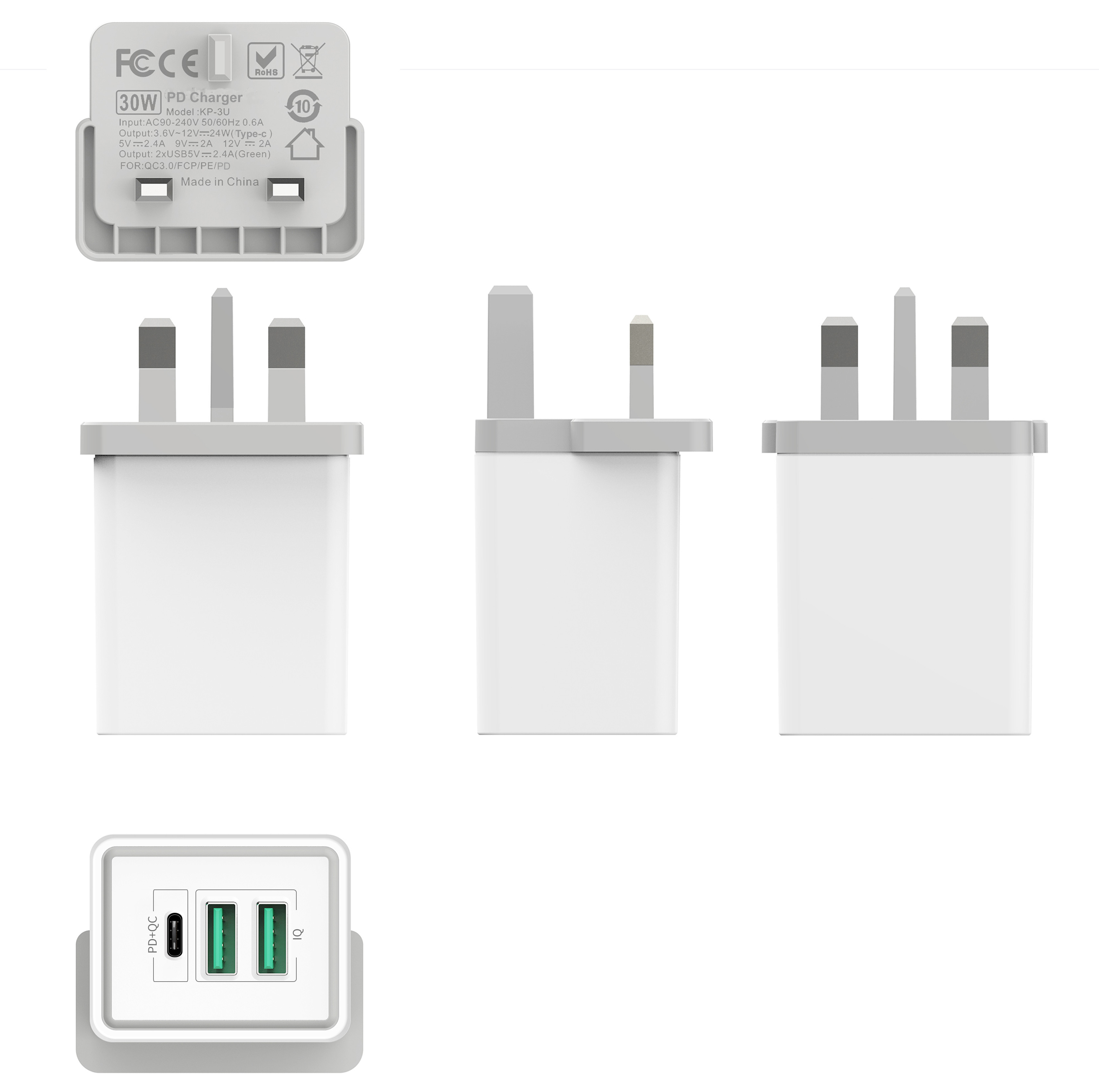 Mini Detachable Plug 30W Universal Wall Charger Adaptor
