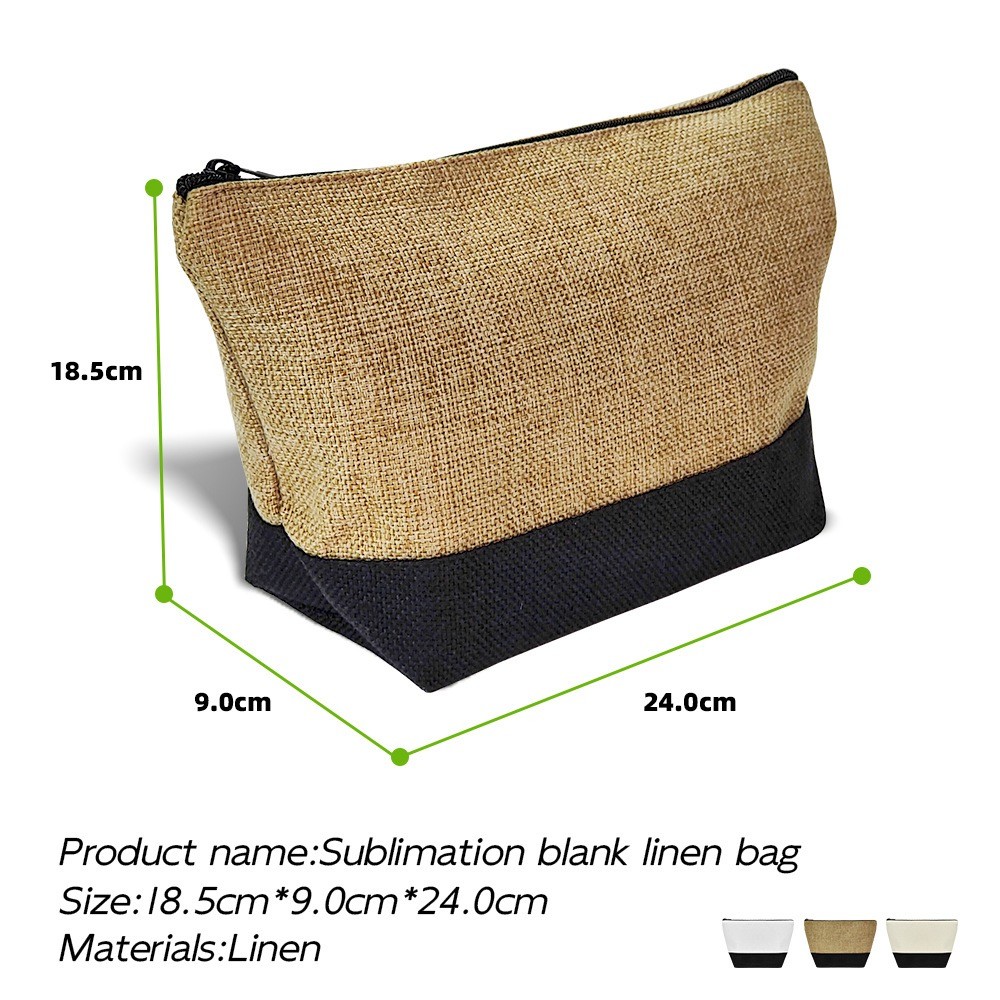 DIY Custom Sublimation Blank Linen Makeup Bag Cosmetic Bag For Sublimation Printing