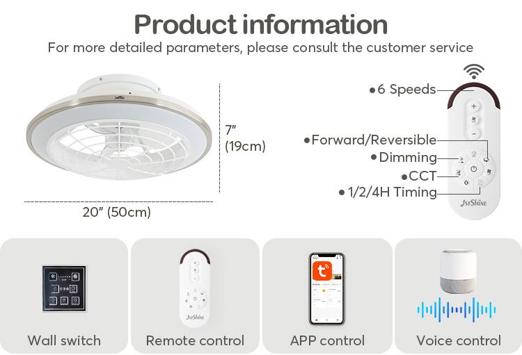 Small Size Bedroom Ceiling Fan with High Airflow 20 Inch Diameter and Remote Control