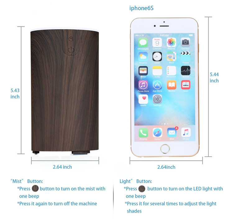 Portable USB Powered 50ml Wood Grain Ultrasonic Diffuser