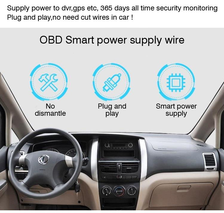 5V 12V Car Charger Power Extension Cables OBD-2 To Type C USB-C Cable For Dashcam
